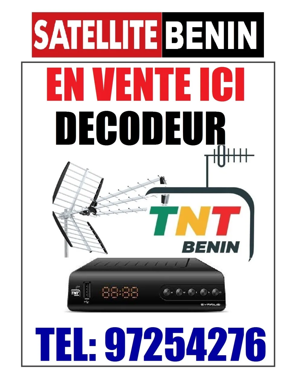 VENTE ET INSTALLATION DES DECODEURS TNT BENIN 